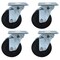 Bk Resources 4-inch Plate Casters, Hard Rubber Wheels, Top Lock Brake, 300lb Capacity, 4PK 4SBR-1PT-HR-PS4 - alternate 2